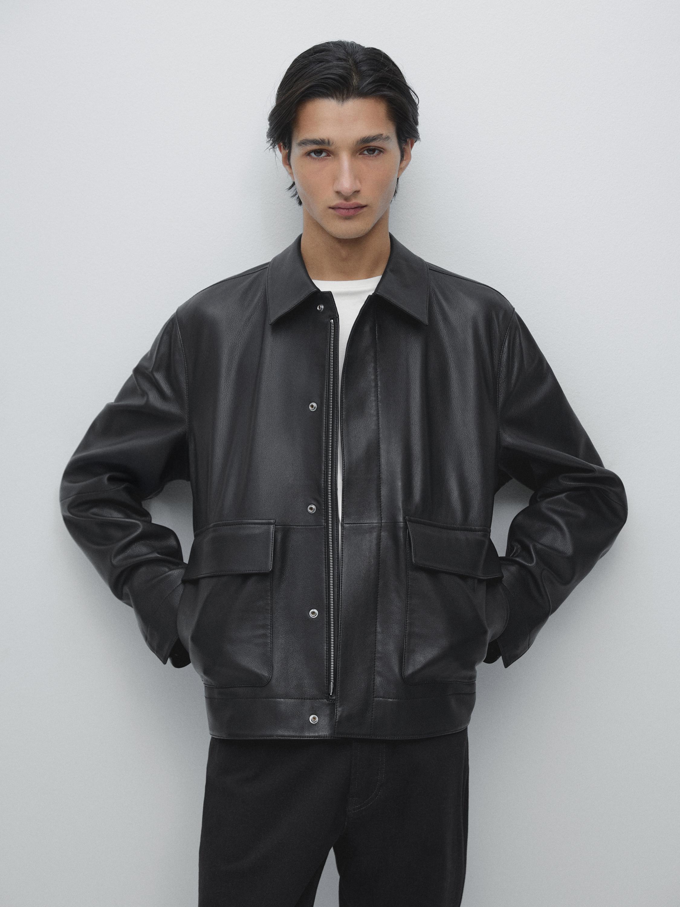 Nappa leather jacket with pockets